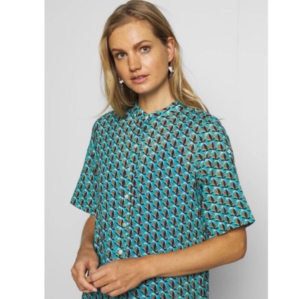 DIANE VON FURSTENBERG x Onia Blue Orange Cotton Maxi Swim Beach Cover Up Large - Picture 2 of 9